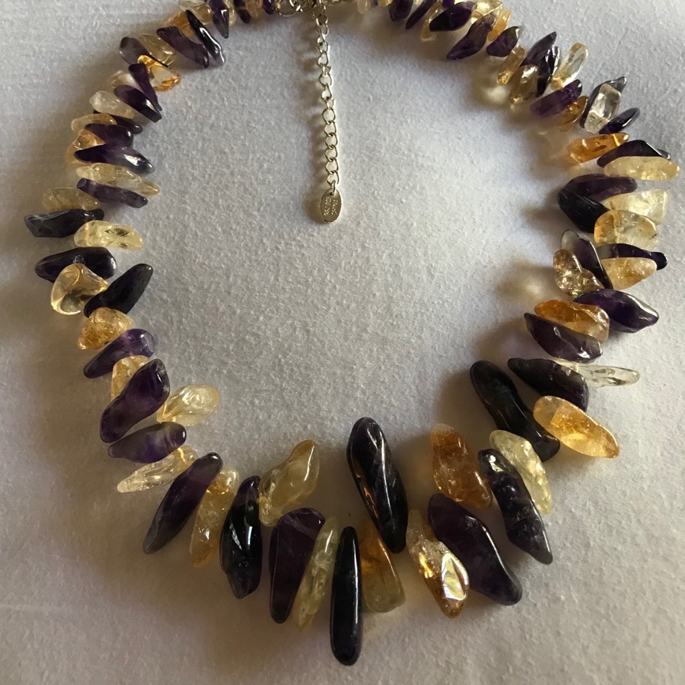 Natural Amethyst and Citrine Statement Necklace